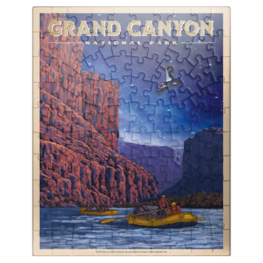 puzzleplate Grand Canyon National Park - Night Rafting, Vintage Travel Poster 100 Jigsaw Puzzle