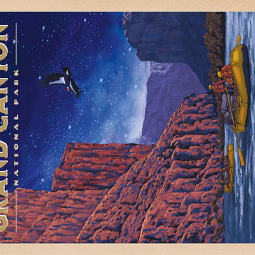 Grand Canyon National Park - Night Rafting, Vintage Travel Poster 100 Jigsaw Puzzle 3D Modell