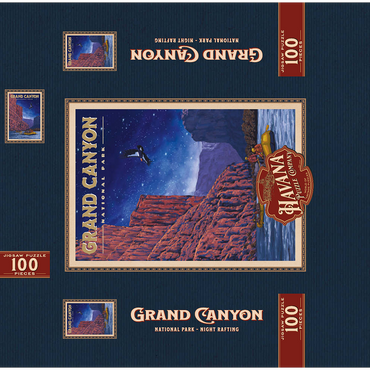 Grand Canyon National Park - Night Rafting, Vintage Travel Poster 100 Jigsaw Puzzle box 3D Modell