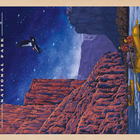 Grand Canyon National Park - Night Rafting, Vintage Travel Poster 500 Jigsaw Puzzle 3D Modell