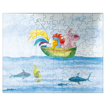 puzzleplate Fishing - Heine Three friends fishing - Helme Heine 100 Jigsaw Puzzle