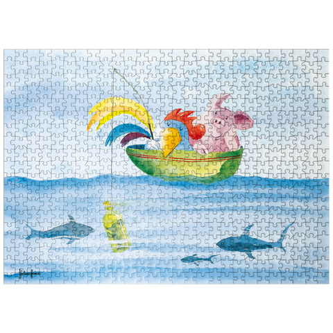 puzzleplate Fishing - Heine Three friends fishing - Helme Heine 500 Jigsaw Puzzle