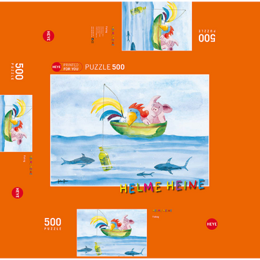 Fishing - Heine Three friends fishing - Helme Heine 500 Jigsaw Puzzle box 3D Modell