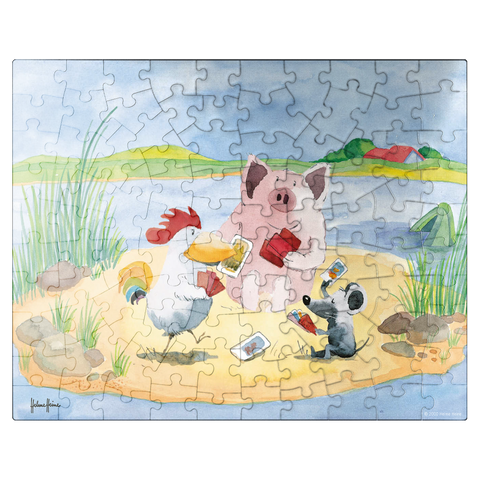 puzzleplate Playing Cards - Heine Three friends playing cards - Helme Heine 100 Jigsaw Puzzle