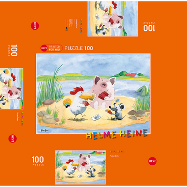 Playing Cards - Heine Three friends playing cards - Helme Heine 100 Jigsaw Puzzle box 3D Modell