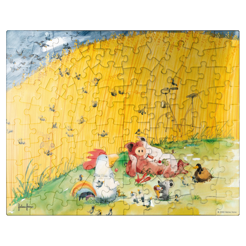 puzzleplate At The Picnic - Heine Three Friends At The Picnic - Helme Heine 100 Jigsaw Puzzle