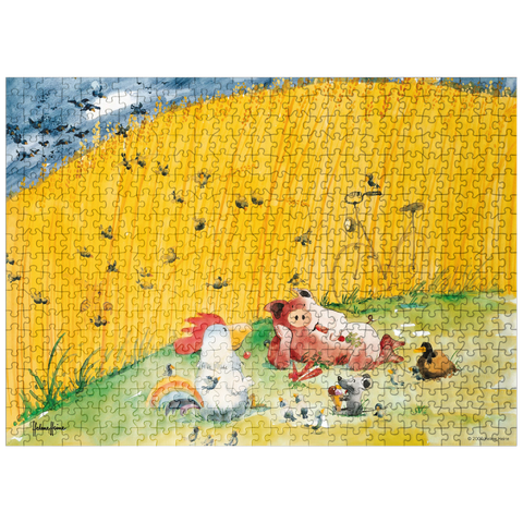 puzzleplate At The Picnic - Heine Three Friends At The Picnic - Helme Heine 500 Jigsaw Puzzle