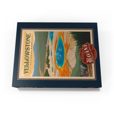 Yellowstone National Park - Vibrant Colors of Grand Prismatic Spring, Vintage Travel Poster 1000 Jigsaw Puzzle box view1