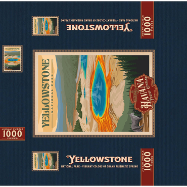 Yellowstone National Park - Vibrant Colors of Grand Prismatic Spring, Vintage Travel Poster 1000 Jigsaw Puzzle box 3D Modell