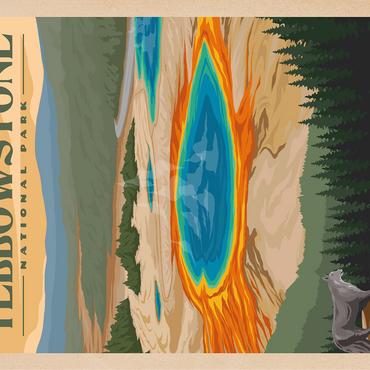 Yellowstone National Park - Vibrant Colors of Grand Prismatic Spring, Vintage Travel Poster 100 Jigsaw Puzzle 3D Modell