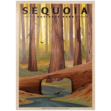 puzzleplate Sequoia National Park - Tunnel Log, Vintage Travel Poster 1000 Jigsaw Puzzle