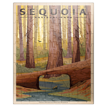 puzzleplate Sequoia National Park - Tunnel Log, Vintage Travel Poster 100 Jigsaw Puzzle