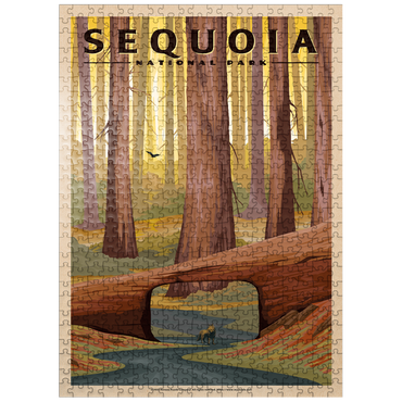 puzzleplate Sequoia National Park - Tunnel Log, Vintage Travel Poster 500 Jigsaw Puzzle