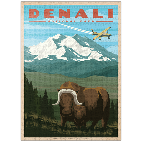 puzzleplate Denali National Park - Wild Denali Musk Ox, Vintage Travel Poster 1000 Jigsaw Puzzle