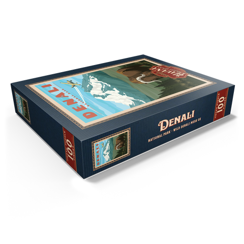 Denali National Park - Wild Denali Musk Ox, Vintage Travel Poster 100 Jigsaw Puzzle box view1