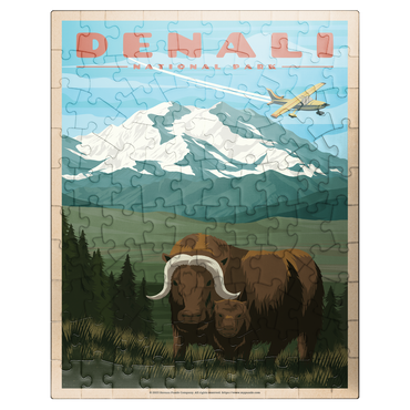 puzzleplate Denali National Park - Wild Denali Musk Ox, Vintage Travel Poster 100 Jigsaw Puzzle