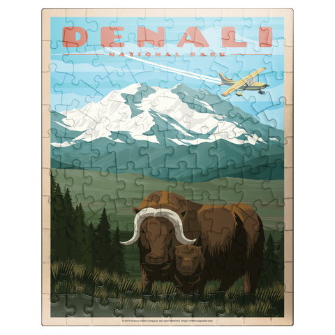 puzzleplate Denali National Park - Wild Denali Musk Ox, Vintage Travel Poster 100 Jigsaw Puzzle