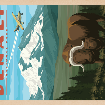 Denali National Park - Wild Denali Musk Ox, Vintage Travel Poster 100 Jigsaw Puzzle 3D Modell