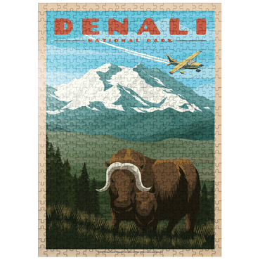 puzzleplate Denali National Park - Wild Denali Musk Ox, Vintage Travel Poster 500 Jigsaw Puzzle