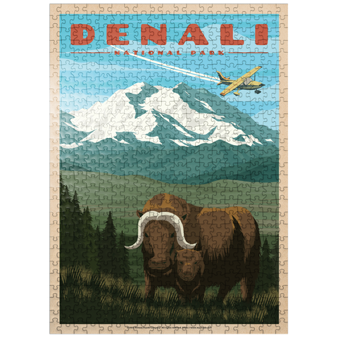 puzzleplate Denali National Park - Wild Denali Musk Ox, Vintage Travel Poster 500 Jigsaw Puzzle