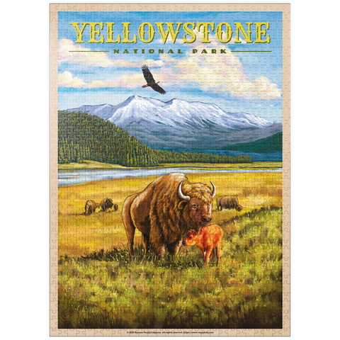 puzzleplate Yellowstone National Park - Hayden Valley Bisons, Vintage Travel Poster 1000 Jigsaw Puzzle