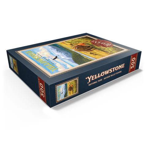 Yellowstone National Park - Hayden Valley Bisons, Vintage Travel Poster 500 Jigsaw Puzzle box view1