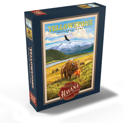 Yellowstone National Park - Hayden Valley Bisons, Vintage Travel Poster 500 Jigsaw Puzzle box view1