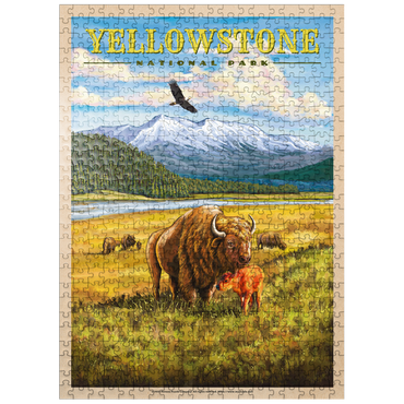 puzzleplate Yellowstone National Park - Hayden Valley Bisons, Vintage Travel Poster 500 Jigsaw Puzzle