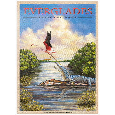 puzzleplate Everglades National Park - Flamingo vs. Alligator 1000 Jigsaw Puzzle
