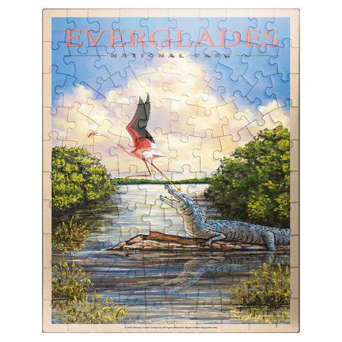 puzzleplate Everglades National Park - Flamingo vs. Alligator 100 Jigsaw Puzzle