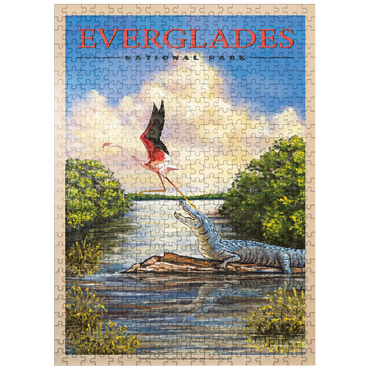 puzzleplate Everglades National Park - Flamingo vs. Alligator 500 Jigsaw Puzzle
