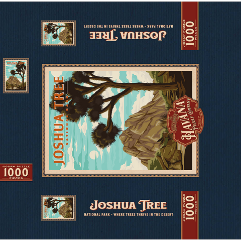 Joshua Tree National Park - Where Trees Thrive in the Desert, Vintage Travel Poster 1000 Jigsaw Puzzle box 3D Modell