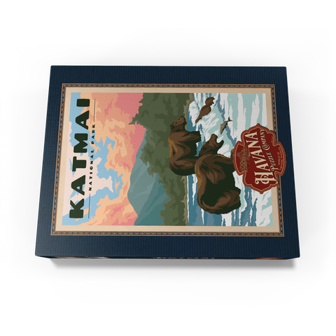 Katmai National Park - Fishing Bears At Brooks Falls, Vintage Travel Poster 1000 Jigsaw Puzzle box view1