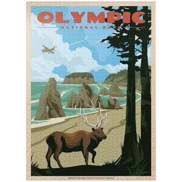 puzzleplate Olympic National Park - Wapiti at Ruby Beach, Vintage Travel Poster 1000 Jigsaw Puzzle