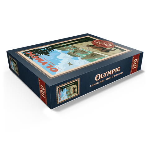 Olympic National Park - Wapiti at Ruby Beach, Vintage Travel Poster 100 Jigsaw Puzzle box view1