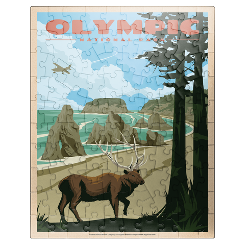 puzzleplate Olympic National Park - Wapiti at Ruby Beach, Vintage Travel Poster 100 Jigsaw Puzzle