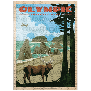 puzzleplate Olympic National Park - Wapiti at Ruby Beach, Vintage Travel Poster 500 Jigsaw Puzzle