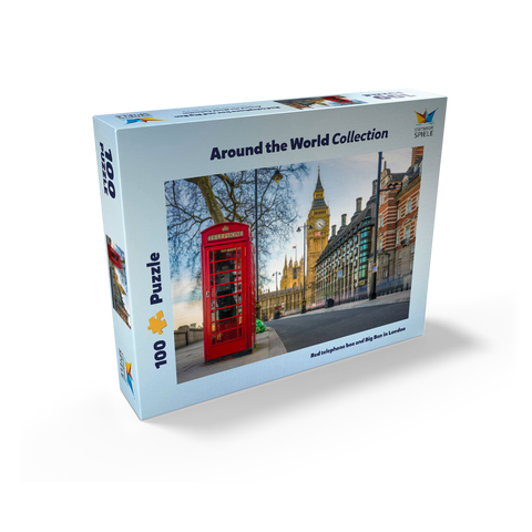 Red telephone box with Big Ben in London 100 Jigsaw Puzzle box view1