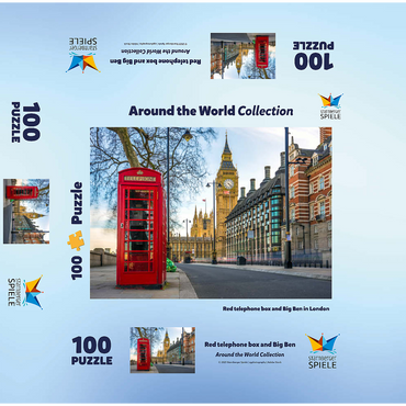 Red telephone box with Big Ben in London 100 Jigsaw Puzzle box 3D Modell