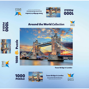 Tower Bridge in London at sunset 1000 Jigsaw Puzzle box 3D Modell