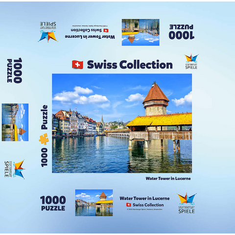 Water Tower and Chapel Bridge in Lucerne, Switzerland 1000 Jigsaw Puzzle box 3D Modell