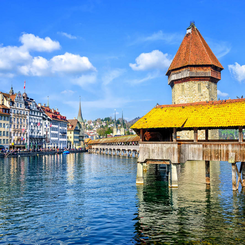 Water Tower and Chapel Bridge in Lucerne, Switzerland 100 Jigsaw Puzzle 3D Modell