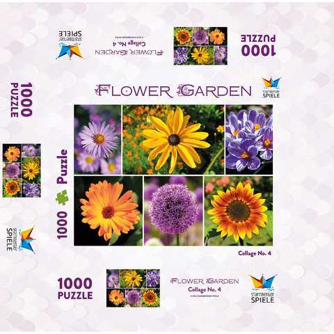 Colorful flowers collage No. 4 in spring and summer 1000 Jigsaw Puzzle box 3D Modell