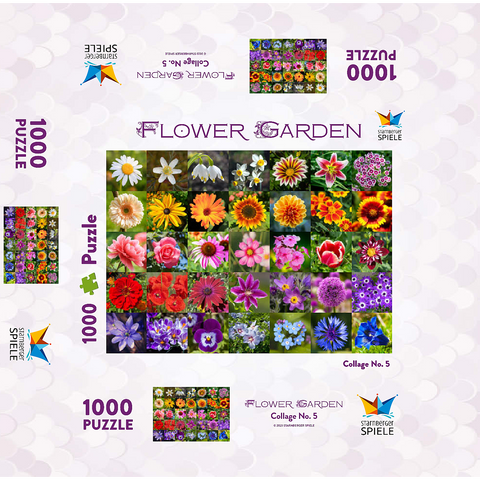 Colorful flowers collage No. 5 in spring and summer 1000 Jigsaw Puzzle box 3D Modell