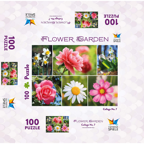 Colorful flowers collage No. 7 in spring and summer 100 Jigsaw Puzzle box 3D Modell