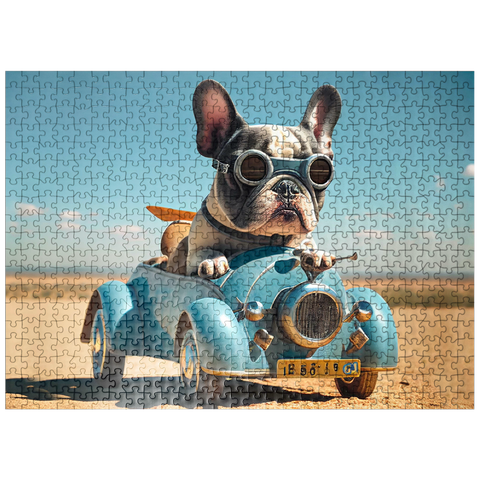 puzzleplate Funny bulldog driving car 500 Jigsaw Puzzle