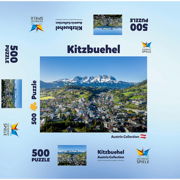 Panoramic view of Kitzbühel in Tyrol, Austria 500 Jigsaw Puzzle box 3D Modell