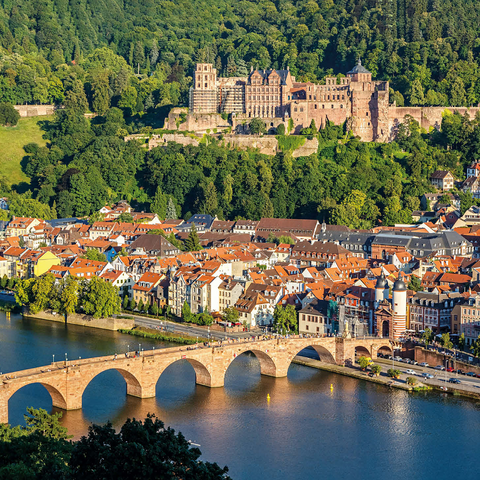 View of Heidelberg - Old Town, Old Bridge and Castle 1000 Jigsaw Puzzle 3D Modell