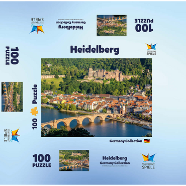 View of Heidelberg - Old Town, Old Bridge and Castle 100 Jigsaw Puzzle box 3D Modell
