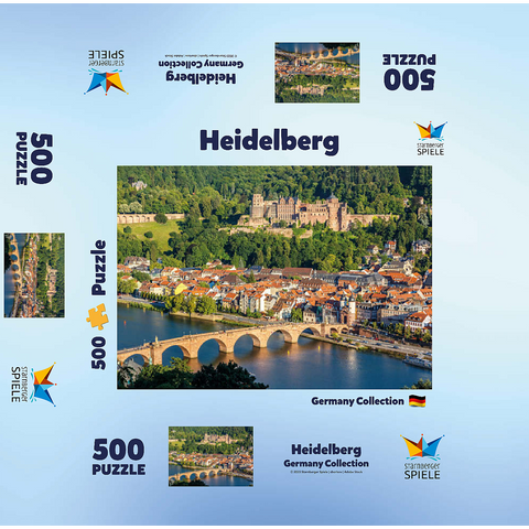 View of Heidelberg - Old Town, Old Bridge and Castle 500 Jigsaw Puzzle box 3D Modell
